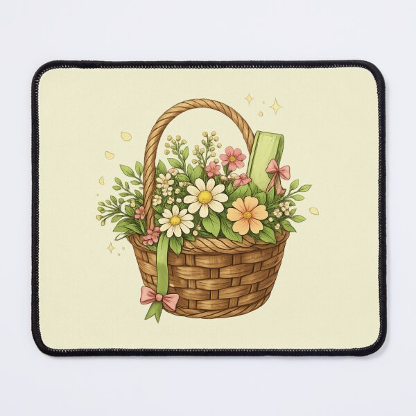 Item preview, Spring Cottagecore Flower Basket Sticker – Cozy Bookish Aesthetic Floral Basket designed and sold by SnugbugStudios.
