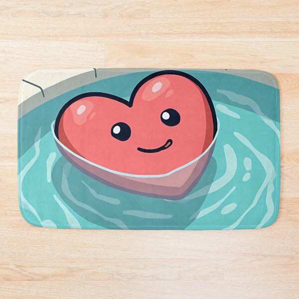 Item preview, Happy Heart Floating in Turquoise Water - Cute Kawaii Pool Vibe designed and sold by DesignsByDessie.