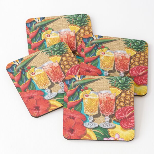 Item preview, Tropical Paradise Cocktails & Exotic Flowers | Vibrant Summer Botanical Art designed and sold by DanniJordan.