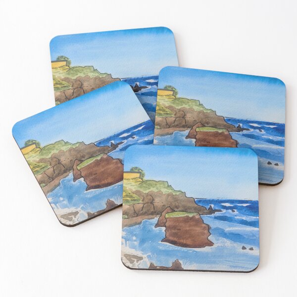 Item preview, Sea cliffs and farming terraces painting  designed and sold by Art-By-Rosalind.