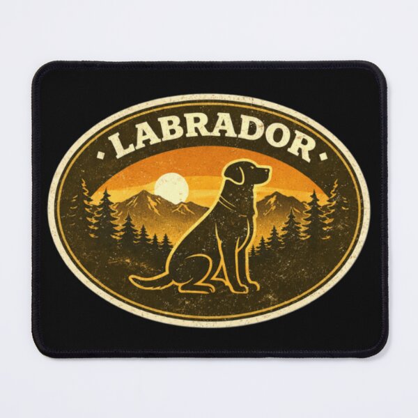 Item preview, Labrador Retro Badge – Black Lab Mountain Sunset Oval Sticker | Lab Dad Gift designed and sold by PawPrintCustom.
