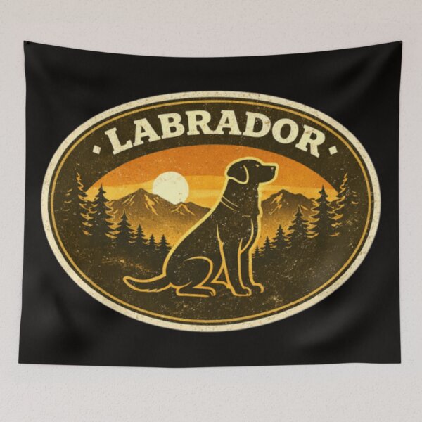Item preview, Labrador Retro Badge – Black Lab Mountain Sunset Oval Sticker | Lab Dad Gift designed and sold by PawPrintCustom.