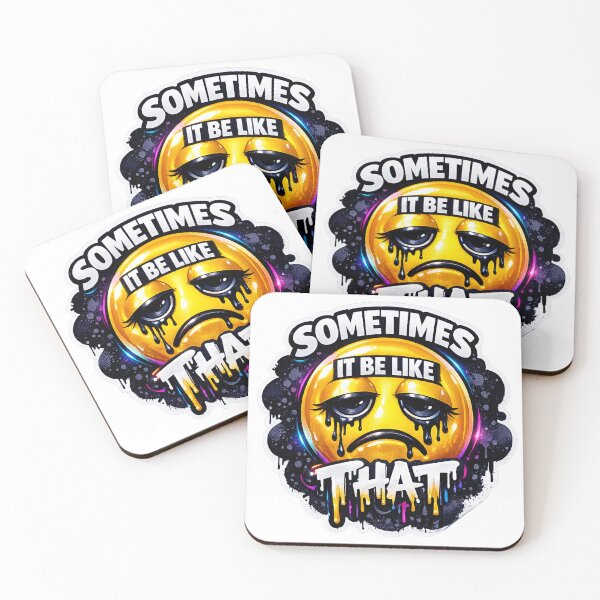 Item preview, Vibrant 3D Modern Graffiti "Sometimes It Be Like That" Sad Emoji Sticker designed and sold by ARTCREATESHOP.