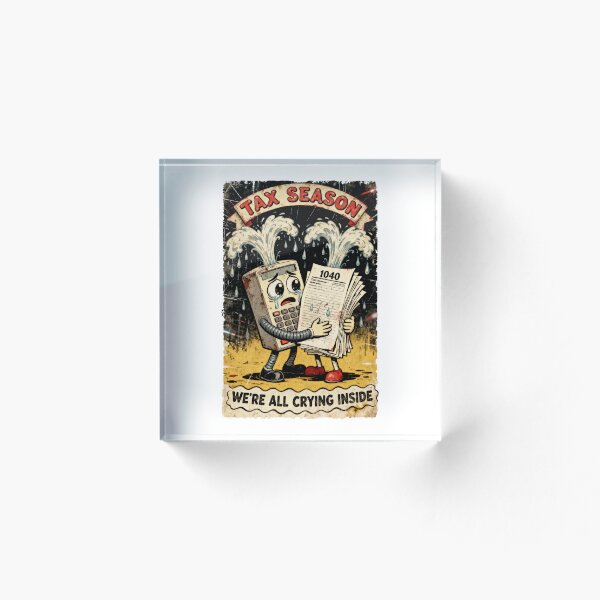 Item preview, Funny Tax Season Crying Calculator Vintage Illustration designed and sold by GrafTeesLab.