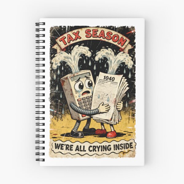 Item preview, Funny Tax Season Crying Calculator Vintage Illustration designed and sold by GrafTeesLab.