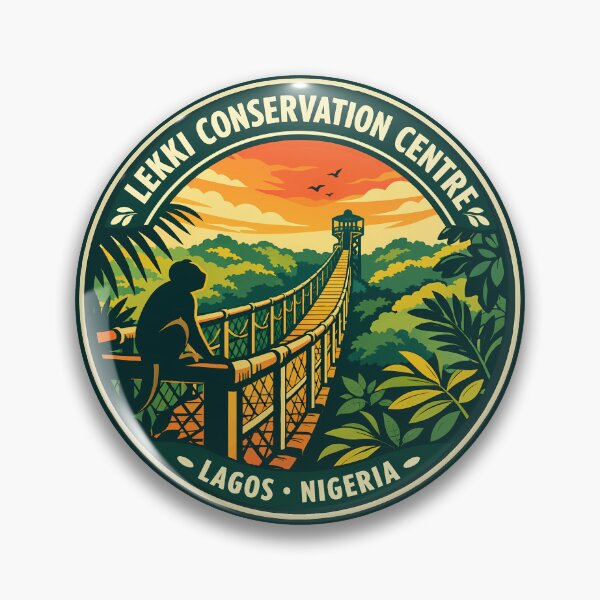 Item preview, Lekki Conservation Centre Nigeria Illustration Travel Art Badge designed and sold by KrisSidDesigns.