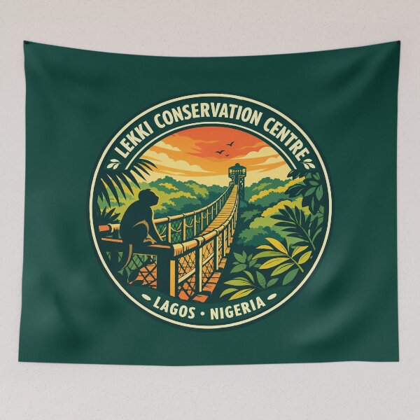 Item preview, Lekki Conservation Centre Nigeria Illustration Travel Art Badge designed and sold by KrisSidDesigns.