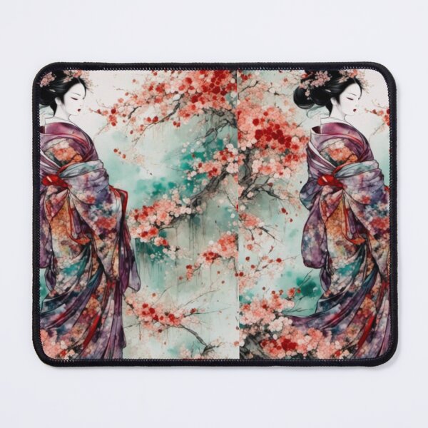 Item preview, Geisha, Asian woman, walking in a mystic Japanese woods floral background designed and sold by Coolparrotgirl.