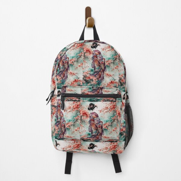 Item preview, Geisha, Asian woman, walking in a mystic Japanese woods floral background designed and sold by Coolparrotgirl.