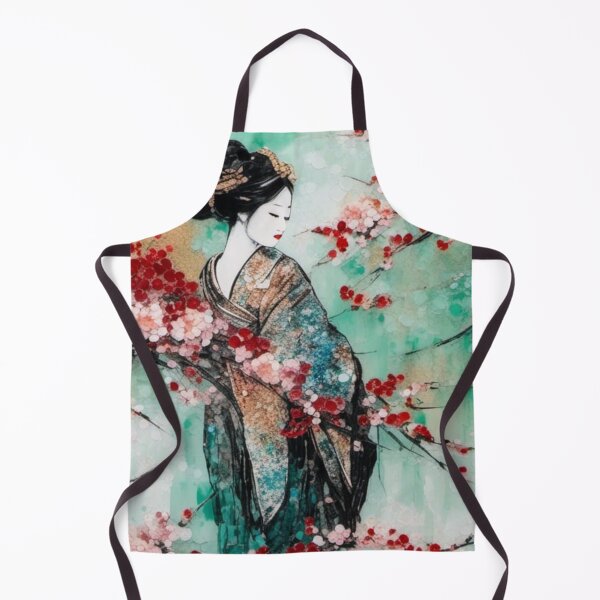 Item preview, Geisha, Asian woman, walking in a mystic Japanese woods  floral background designed and sold by Coolparrotgirl.