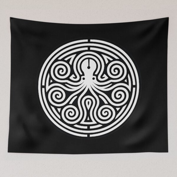 Item preview, Viking Kraken Sacred Geometry Octopus Mandala – Crop Circle Labyrinth Norse Mythology Blackwork Tattoo Cosmic Celtic Spiral designed and sold by WilderRoads.
