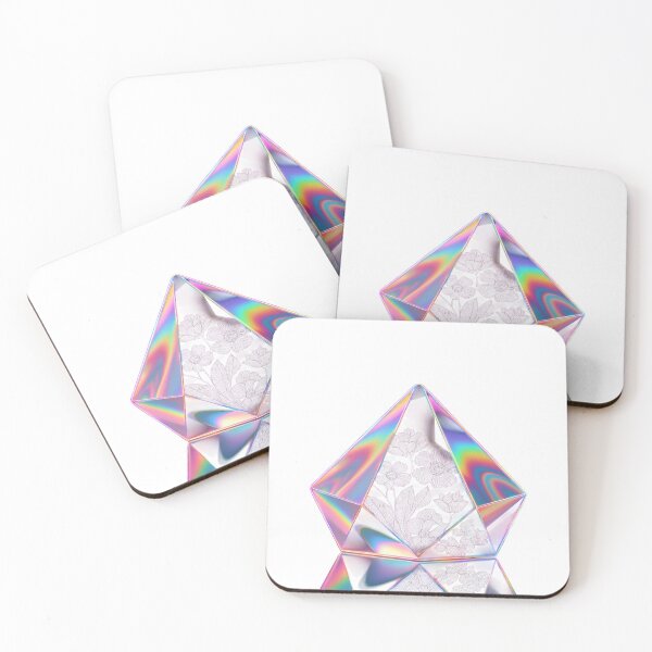 Item preview, Holographic crystal with floral design reflecting rainbow colors designed and sold by Creative88Art.