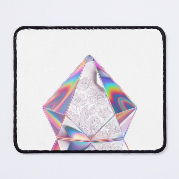 Item preview, Holographic crystal with floral design reflecting rainbow colors designed and sold by Creative88Art.