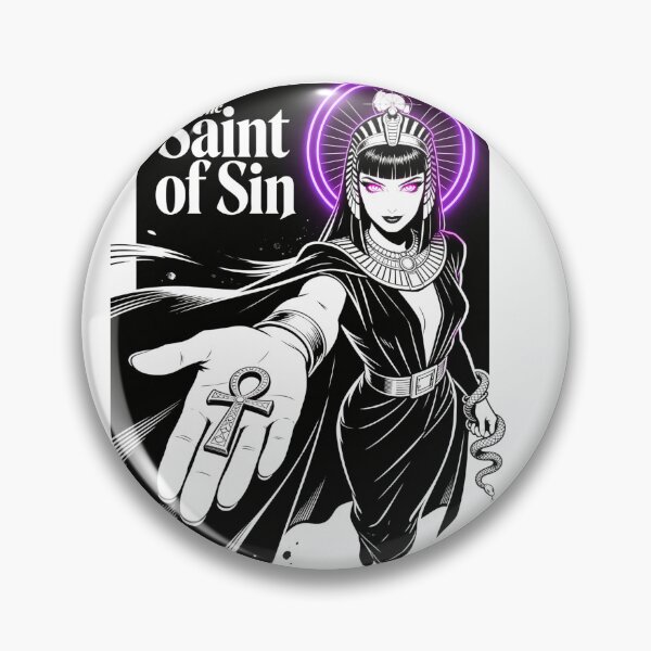 Item preview, cleopatra saint saint of sin serpent queen ankh relic gothic engraving hot pink eyes electric purple halo dark fantasy designed and sold by DarkMedieval.