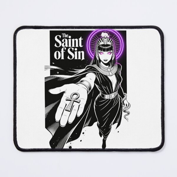 Item preview, cleopatra saint saint of sin serpent queen ankh relic gothic engraving hot pink eyes electric purple halo dark fantasy designed and sold by DarkMedieval.