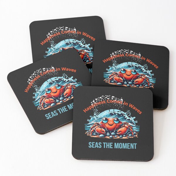 Item preview, Happy Crab Illustration – “Happiness Comes in Waves” & “Seas the Moment” designed and sold by Aquarius-club.