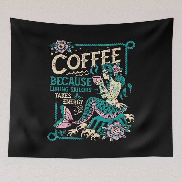 Item preview, Mermaids & Coffee - Vintage Distressed Tattoo designed and sold by Nemons.