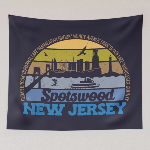 Item preview, Spotswood New Jersey Sunset Retro Vintage Local Pride Logo designed and sold by CRHPOD20.