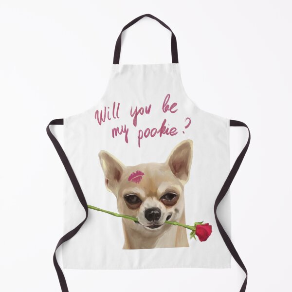 Item preview, Chihuahua with a rose in its mouth and an inscription "Will you be my pookie?" designed and sold by Pourlachance.