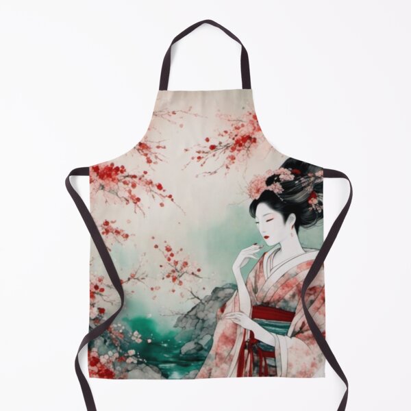 Item preview, Geisha, Asian woman, walking in a mystic Japanese woods  floral background designed and sold by Coolparrotgirl.