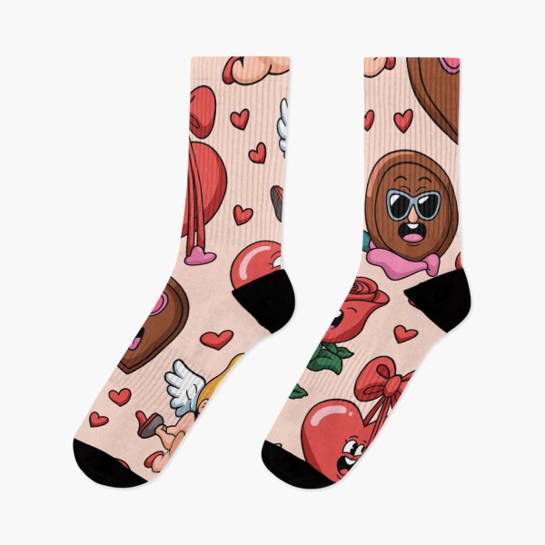 Item preview, Cute Kawaii Valentine's Day Pattern | Hearts Cupids Roses Chocolate designed and sold by Midnight Veil Designs.