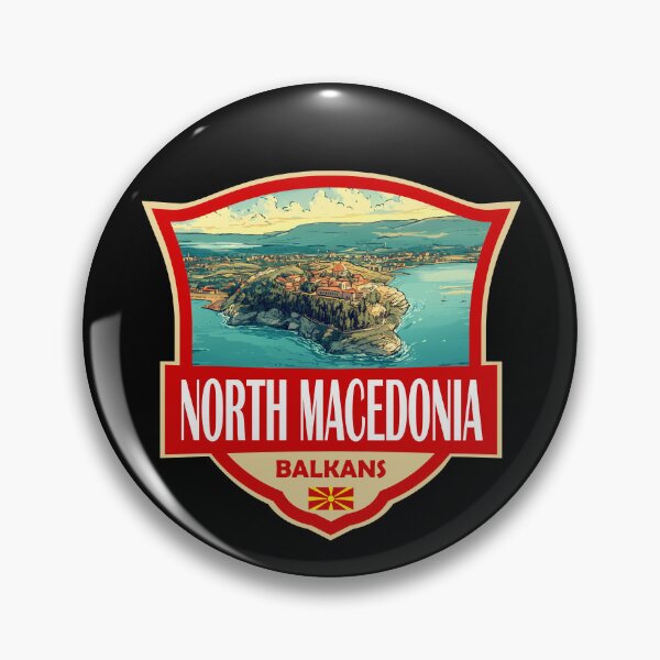 Item preview, North Macedonia Illustration Retro Badge designed and sold by KrisSidDesigns.