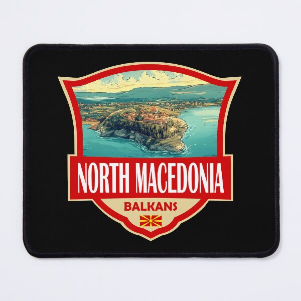Item preview, North Macedonia Illustration Retro Badge designed and sold by KrisSidDesigns.