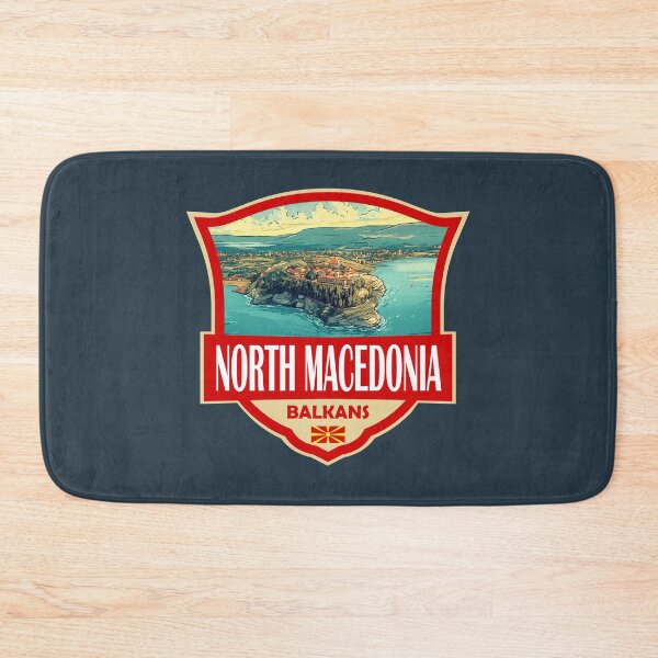 Item preview, North Macedonia Illustration Retro Badge designed and sold by KrisSidDesigns.