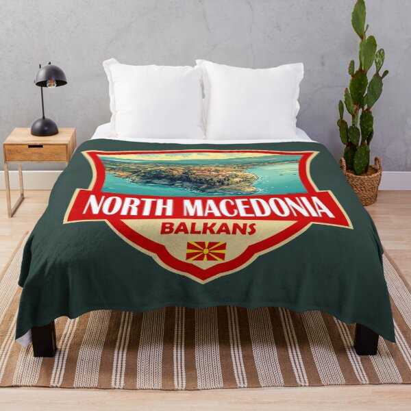 Item preview, North Macedonia Illustration Retro Badge designed and sold by KrisSidDesigns.