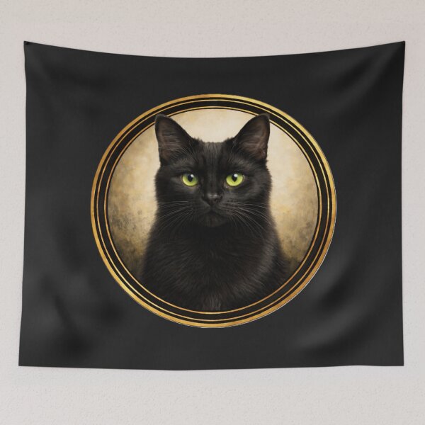 Item preview, Black Cat Midnight Poise – Realistic Cat Circle Art  Description: designed and sold by TheJoyfulPen.