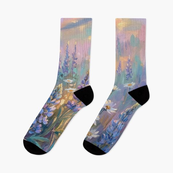 Item preview, Pastel Wildflower Sunset Meadow Painting Iridescent Dreamy Floral Wall Art designed and sold by matchakpop.