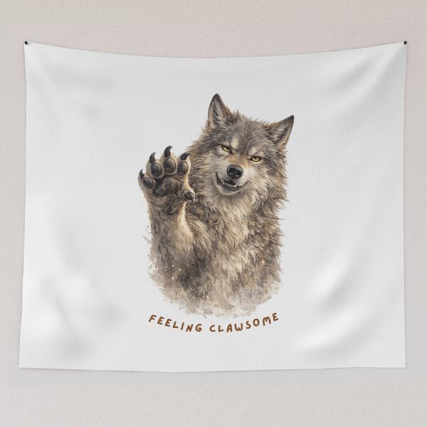 Item preview, Feeling Clawsome – Cute Funny Wolf Design designed and sold by GeoWild Designs.