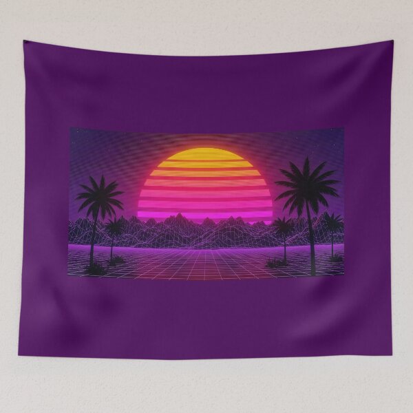 Artikelvorschau, Retro-Synthwave-Sonnenuntergangsfahrt mit Palmen entworfen und verkauft von powersunlight.