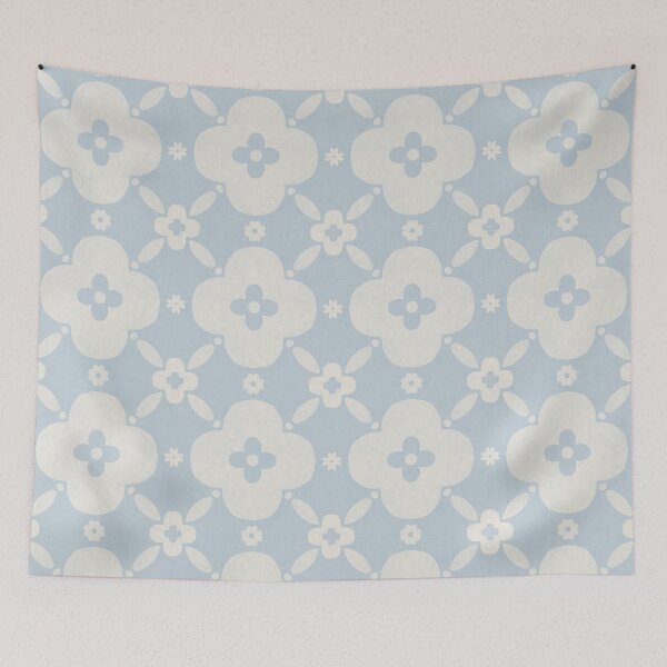Item preview, Bold retro floral | Dusty blue pastel aesthetic designed and sold by Illustrated by Nat.