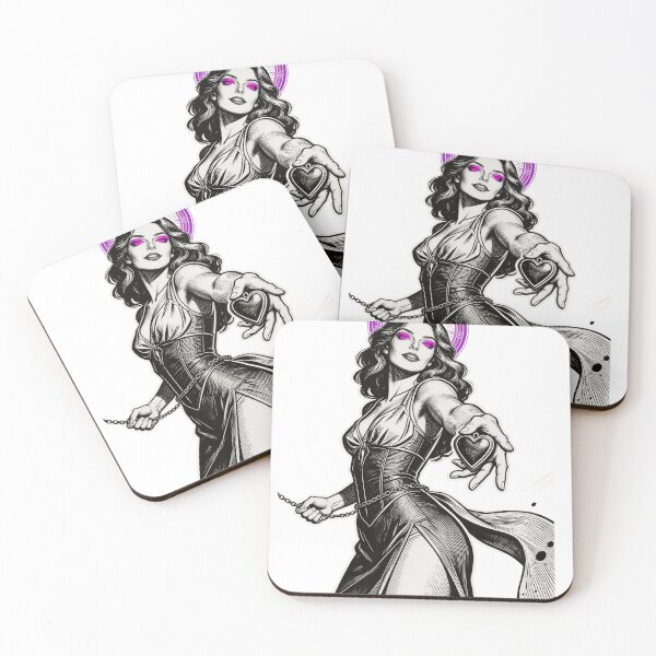 Item preview, aphrodite saint saint of sin lust aesthetic goddess of love temptation ritual gothic engraving hot pink eyes designed and sold by DarkMedieval.