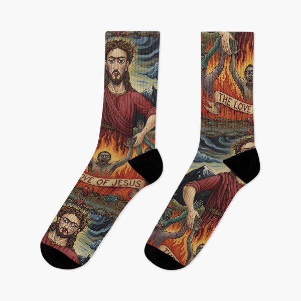 Item preview, The Love of Jesus Surrealist Painting of Pain designed and sold by irregulargoods.