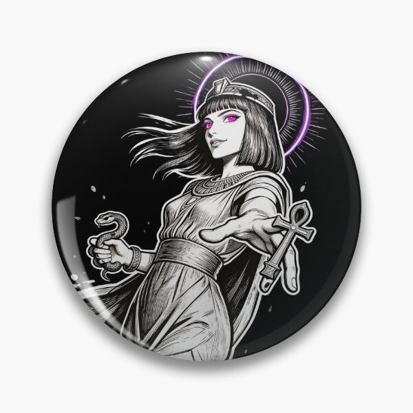 Item preview, cleopatra saint saint of sin serpent queen ankh relic gothic engraving hot pink eyes electric purple halo dark fantasy designed and sold by DarkMedieval.