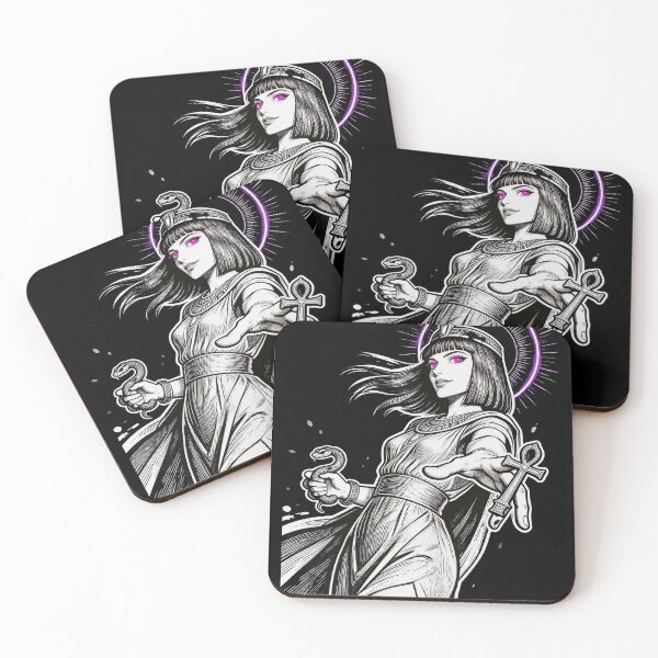Item preview, cleopatra saint saint of sin serpent queen ankh relic gothic engraving hot pink eyes electric purple halo dark fantasy designed and sold by DarkMedieval.