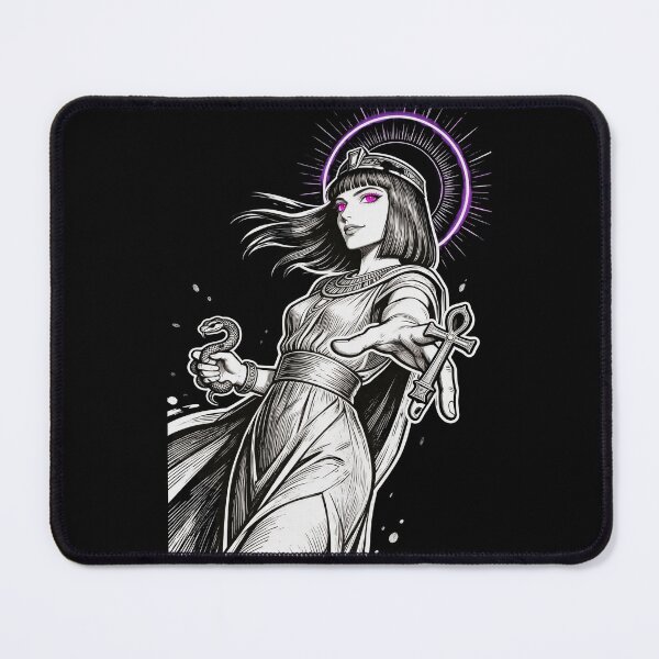 Item preview, cleopatra saint saint of sin serpent queen ankh relic gothic engraving hot pink eyes electric purple halo dark fantasy designed and sold by DarkMedieval.