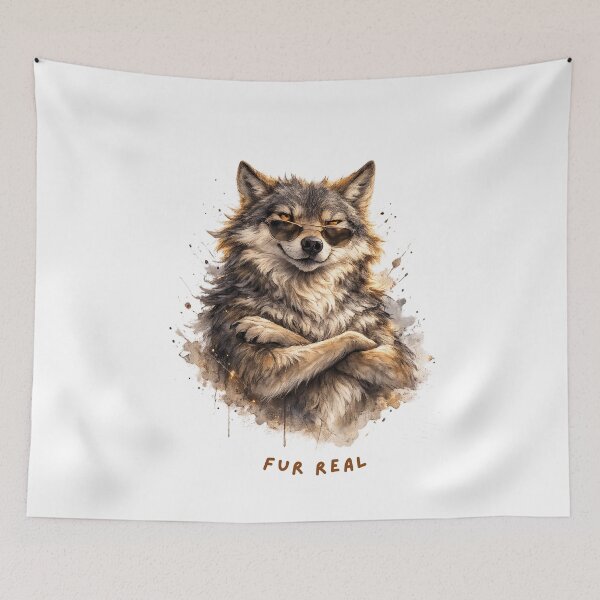 Item preview, Fur Real – Funny Confident Wolf Illustration designed and sold by GeoWild Designs.