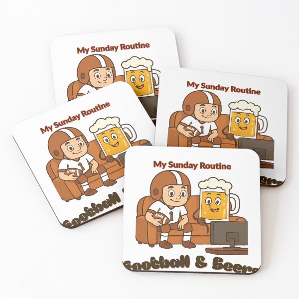 Item preview, Cleveland Browns My Sunday Routine: Football & Beers Cartoon designed and sold by ThatFootball12.