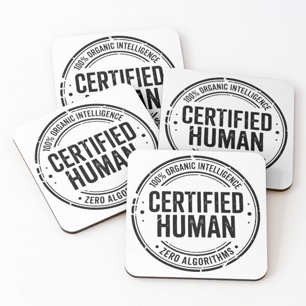 Item preview, Certified Human - 100% Organic Intelligence Retro Stamp Black designed and sold by dose-of-art-lab.