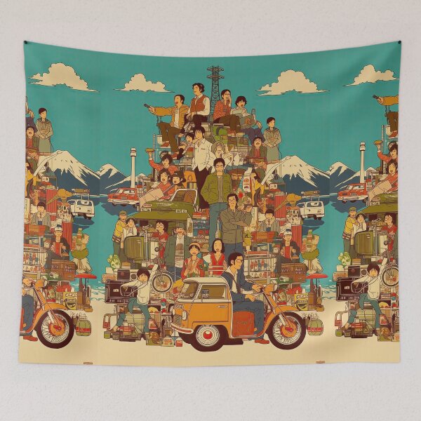 Item preview, Crowded Retro Japanese City Poster designed and sold by Piotrek0001.