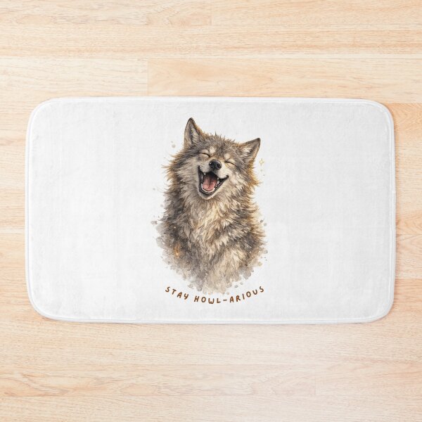 Item preview, Stay Howl-arious – Happy Funny Wolf Design designed and sold by GeoWild Designs.