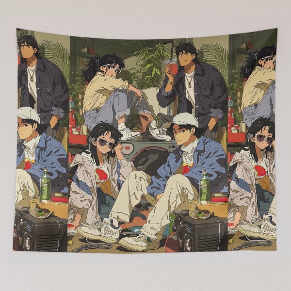 Item preview, Chill Anime Friends Hanging Out Art designed and sold by Piotrek0001.