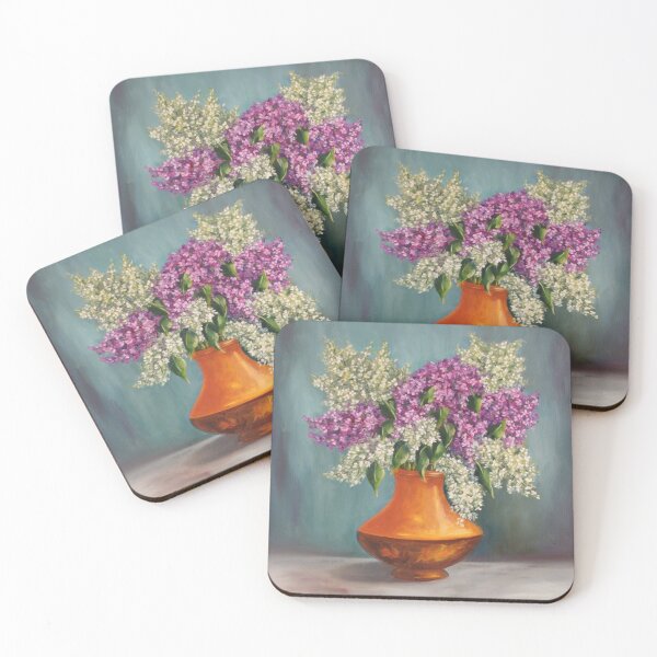 Item preview, Lilac Blossoms in Amber Vase - Original Oil Painting designed and sold by JurateArt-DK.