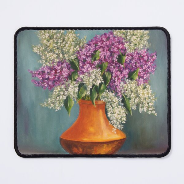 Item preview, Lilac Blossoms in Amber Vase - Original Oil Painting designed and sold by JurateArt-DK.