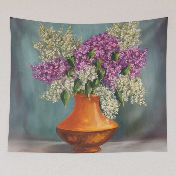 Item preview, Lilac Blossoms in Amber Vase - Original Oil Painting designed and sold by JurateArt-DK.