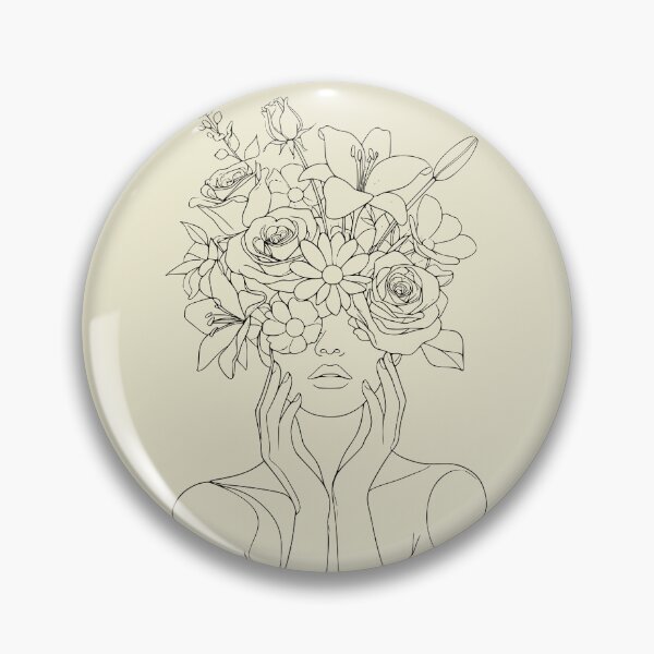 Item preview, Woman with Floral Crown Covering Face Line Art designed and sold by Beyond Humble.