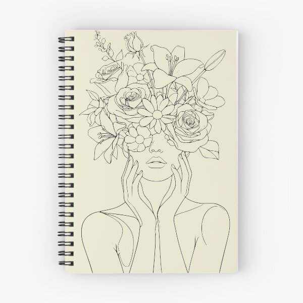 Item preview, Woman with Floral Crown Covering Face Line Art designed and sold by Beyond Humble.